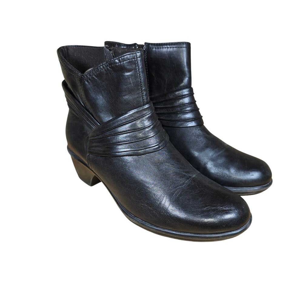 Clarks Bendables Ingalls Mood Black Leather Ankle Booties Boots Size 7.5